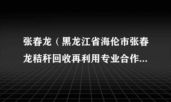 张春龙（黑龙江省海伦市张春龙秸秆回收再利用专业合作社社员）