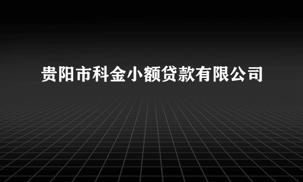 贵阳市科金小额贷款有限公司