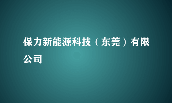 保力新能源科技（东莞）有限公司