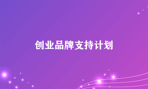 创业品牌支持计划