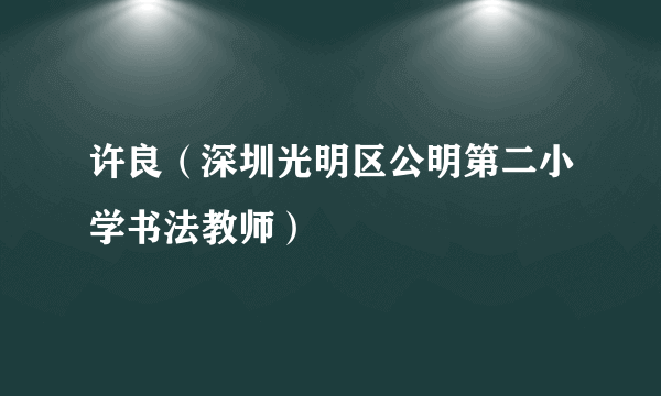 许良（深圳光明区公明第二小学书法教师）