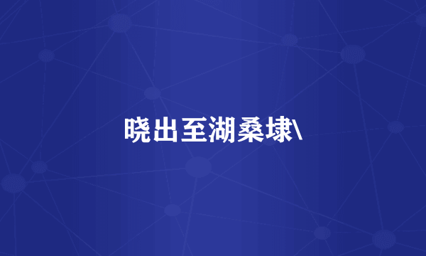 晓出至湖桑埭\