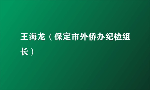 王海龙（保定市外侨办纪检组长）