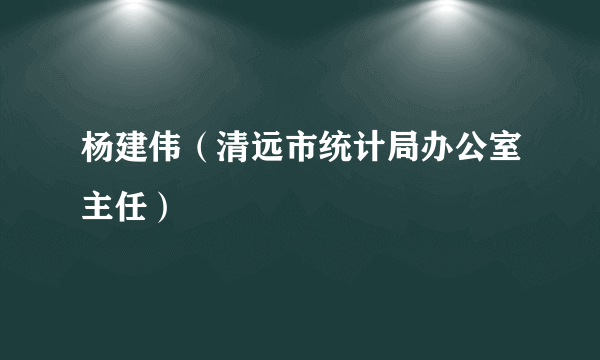杨建伟（清远市统计局办公室主任）