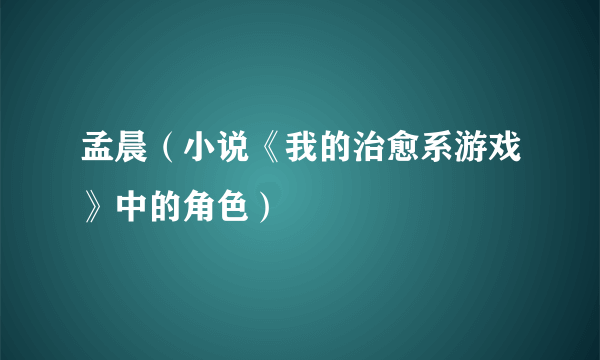 孟晨（小说《我的治愈系游戏》中的角色）