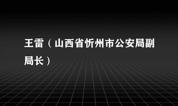 王雷（山西省忻州市公安局副局长）