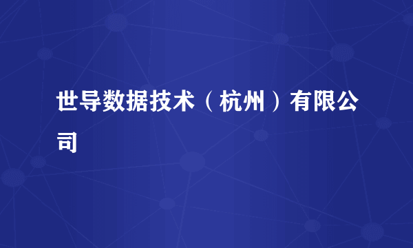 世导数据技术（杭州）有限公司