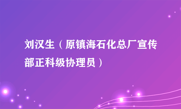 刘汉生（原镇海石化总厂宣传部正科级协理员）