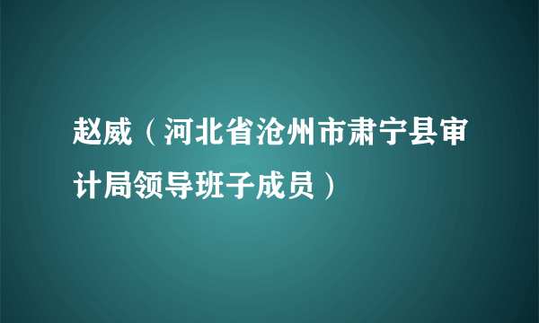 赵威（河北省沧州市肃宁县审计局领导班子成员）
