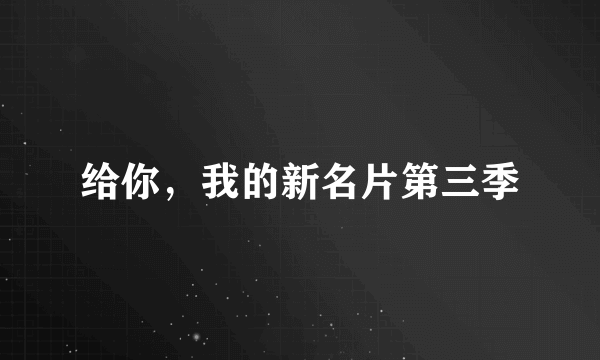 给你，我的新名片第三季