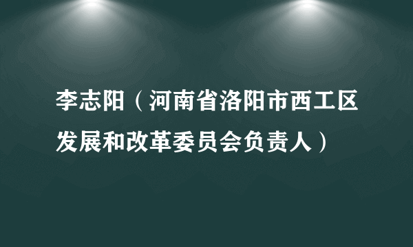李志阳（河南省洛阳市西工区发展和改革委员会负责人）
