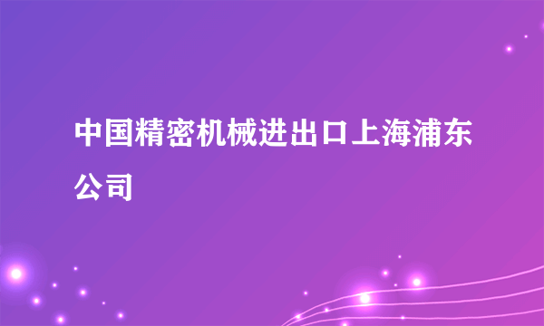 中国精密机械进出口上海浦东公司