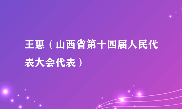 王惠（山西省第十四届人民代表大会代表）
