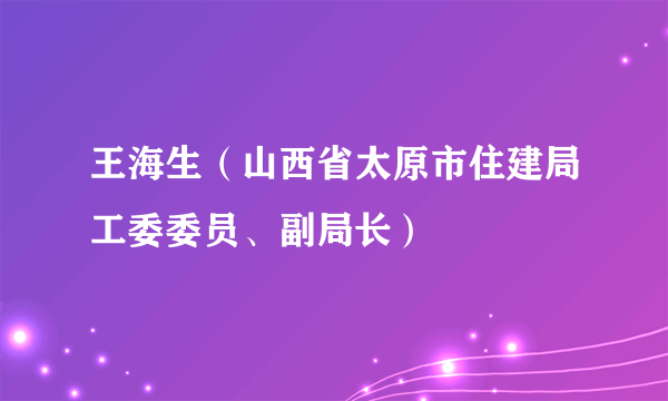 王海生（山西省太原市住建局工委委员、副局长）