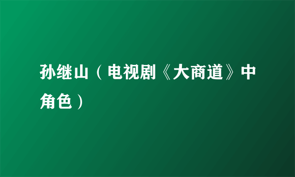 孙继山（电视剧《大商道》中角色）