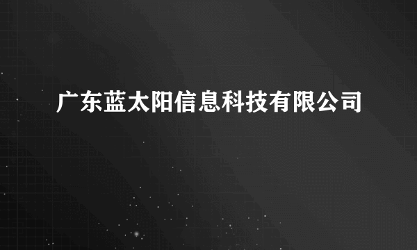 广东蓝太阳信息科技有限公司