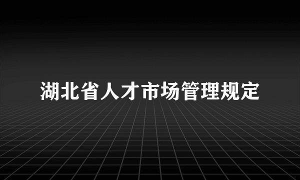 湖北省人才市场管理规定