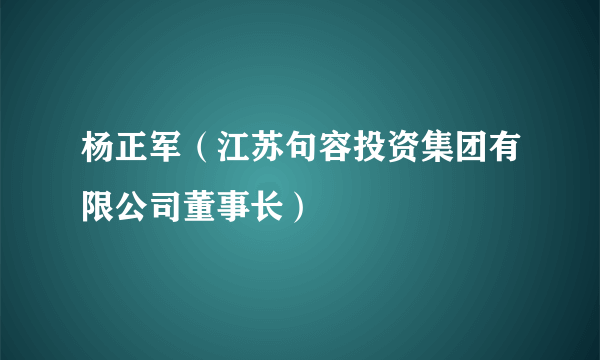 杨正军（江苏句容投资集团有限公司董事长）
