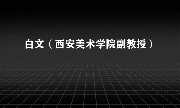 白文（西安美术学院副教授）