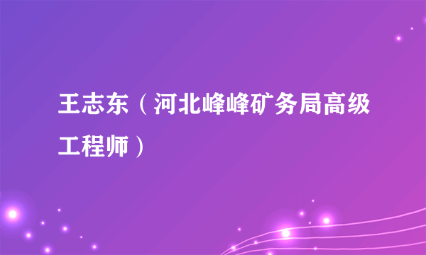 王志东（河北峰峰矿务局高级工程师）