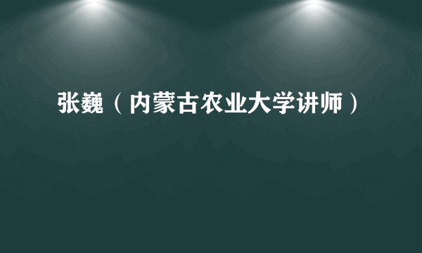 张巍（内蒙古农业大学讲师）