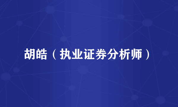 胡皓（执业证券分析师）