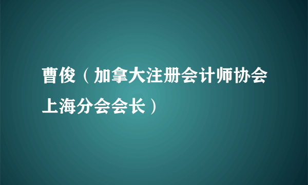 曹俊（加拿大注册会计师协会上海分会会长）