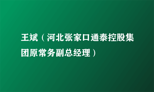王斌（河北张家口通泰控股集团原常务副总经理）