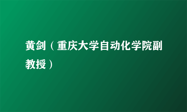 黄剑（重庆大学自动化学院副教授）