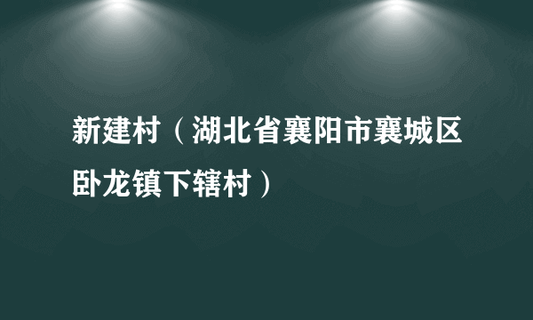 新建村（湖北省襄阳市襄城区卧龙镇下辖村）