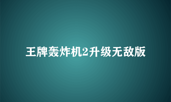 王牌轰炸机2升级无敌版