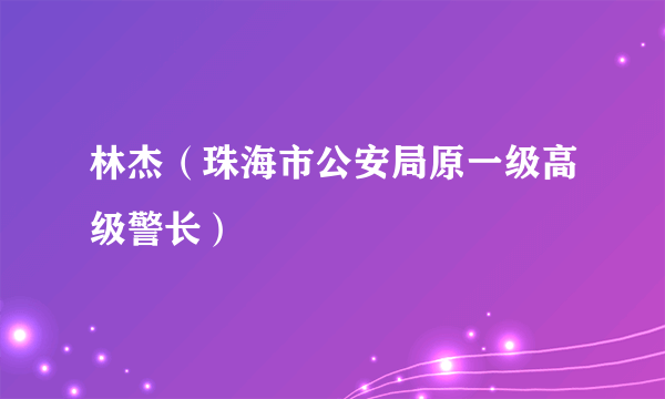 林杰（珠海市公安局原一级高级警长）