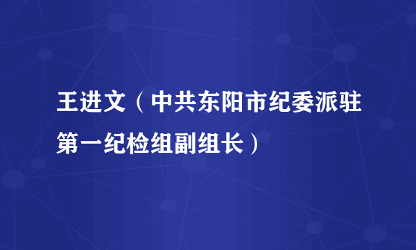 王进文（中共东阳市纪委派驻第一纪检组副组长）
