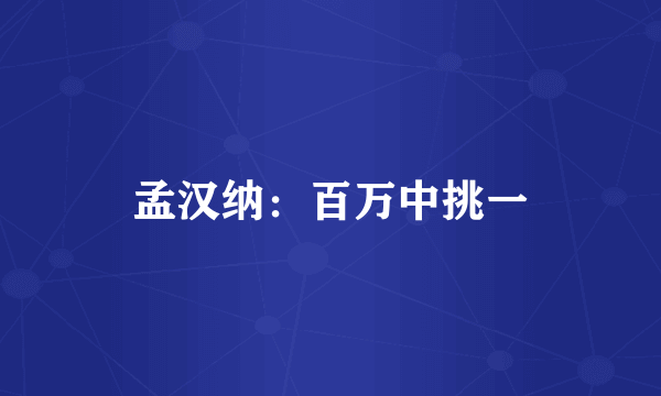 孟汉纳：百万中挑一