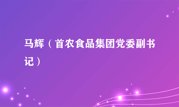 马辉（首农食品集团党委副书记）
