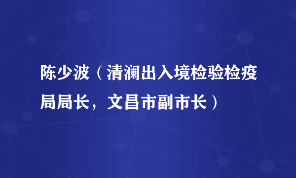 陈少波（清澜出入境检验检疫局局长，文昌市副市长）
