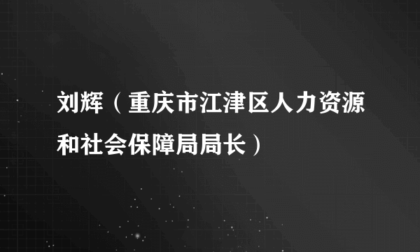 刘辉（重庆市江津区人力资源和社会保障局局长）