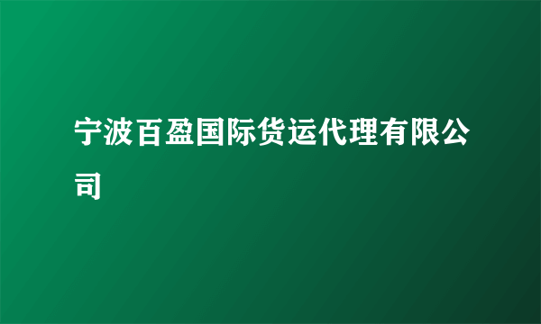 宁波百盈国际货运代理有限公司