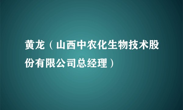 黄龙（山西中农化生物技术股份有限公司总经理）