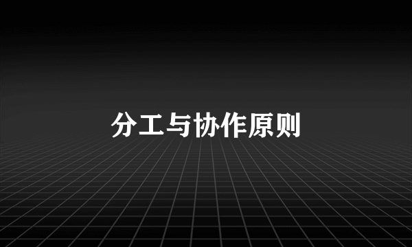 分工与协作原则