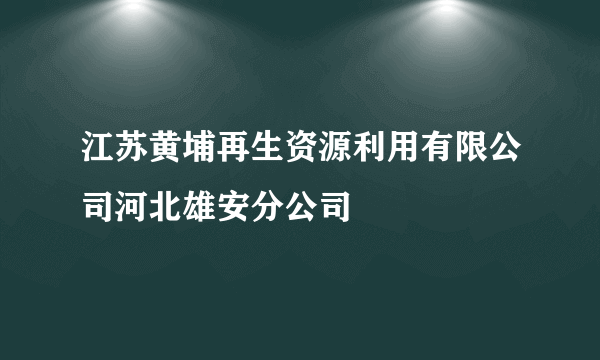 江苏黄埔再生资源利用有限公司河北雄安分公司