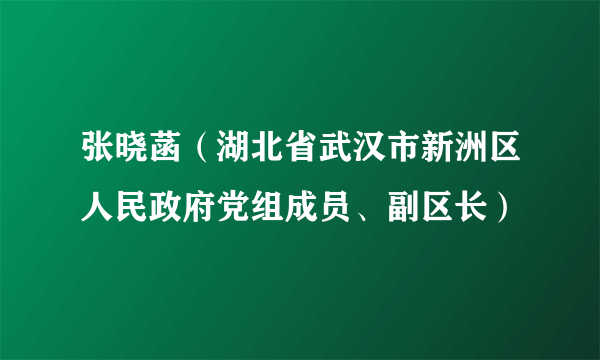 张晓菡(湖北省武汉市新洲区人民政府党组成员、副区长)