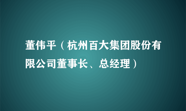 董伟平(杭州百大集团股份有限公司董事长、总经理)