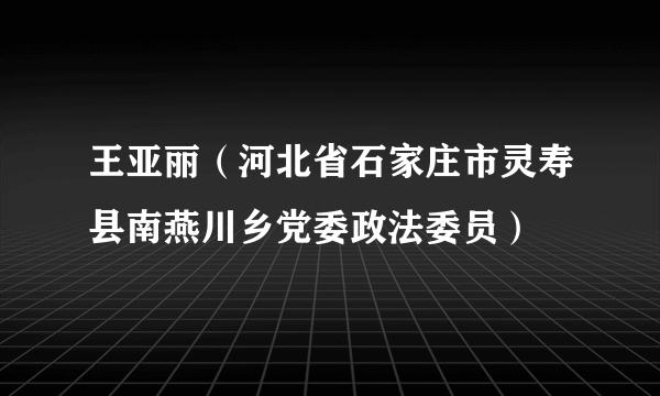 王亚丽（河北省石家庄市灵寿县南燕川乡党委政法委员）