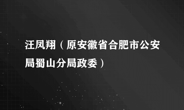 汪凤翔（原安徽省合肥市公安局蜀山分局政委）