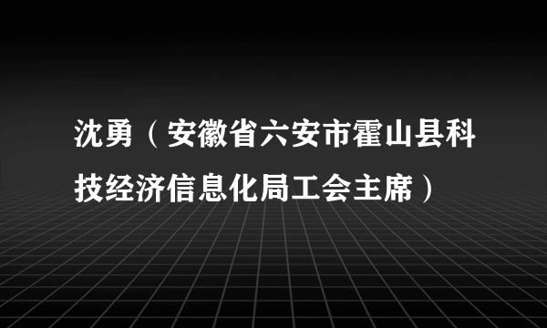 沈勇（安徽省六安市霍山县科技经济信息化局工会主席）