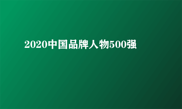 2020中国品牌人物500强