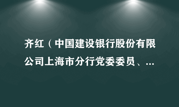齐红（中国建设银行股份有限公司上海市分行党委委员、副行长）