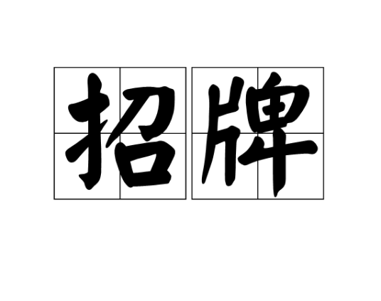 招牌（指挂在商店门前作为标志的牌子）