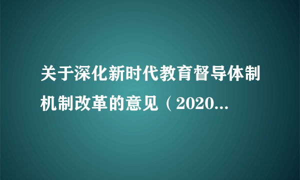 关于深化新时代教育督导体制机制改革的意见（2020年中共中央、国务院办公厅发布的意见）